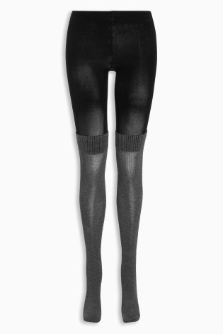 Grey Over The Knee Sock Tights